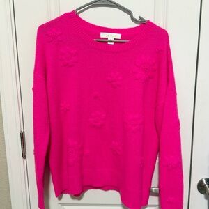 Lilly Pulitzer Elizabelle Sweater Coastal Flowers Passion Fruit Pink Medium